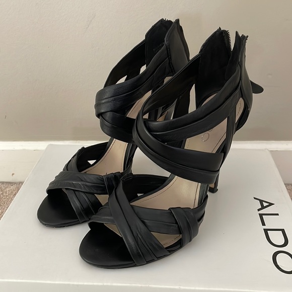 Aldo Black Sandal Heels - Picture 1 of 2